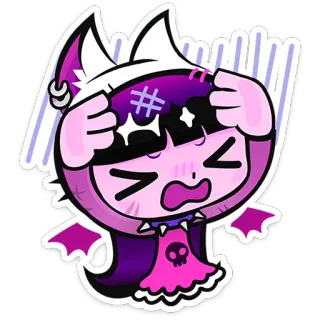 ⭐ Anime, Personaje, Monstruo, Enojado, Lindo, Rosa, Gótico telegram sticker