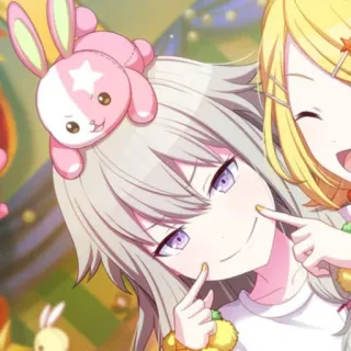 🍵 Anime, Dessin animé, Mignon, Fille, Personnage, Lapin, Rose whatsapp sticker