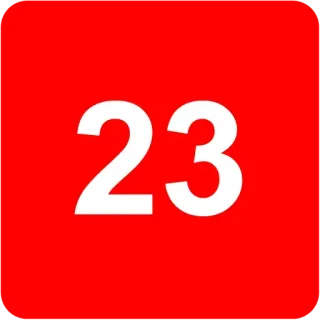 🟥 23 numero, 23, rosso, bianco, quadrato, matematica telegram sticker