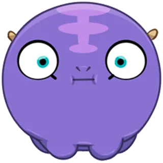 😟 ungu, kartun, monster, karakter, lucu, mata whatsapp sticker