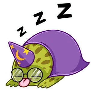😴 ZZZ turtle, sleeping, wizard, cute, cartoon, animal, funny, sleepy telegram sticker