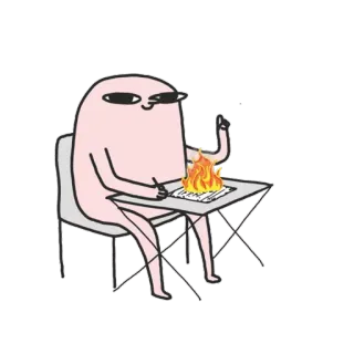 🙂 漫画, 火, 机, 書く, 試験, 学生 telegram sticker