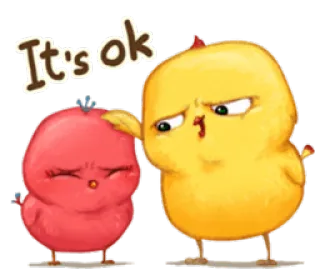 ☺️ It's ok Hühner, Vögel, Freundschaft, tröstend, süß, Cartoon telegram sticker