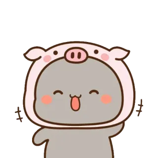 👶 cute, animal, pig, cartoon, happy whatsapp sticker