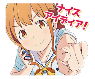📱 ナイス アイディア! アニメ, 女の子, 指差し, 名案 telegram sticker
