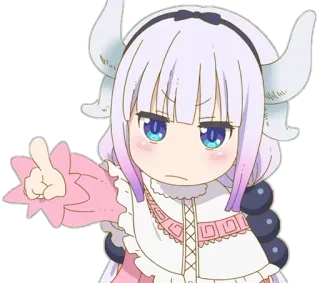 👈 Kanna Kamui Miss Kobayashi's Dragon Maid 애니메이션, 칸나, 칸나 카무이, 코바야시네 메이드래곤, 가운데 손가락, 모욕적인, 무례한 telegram sticker
