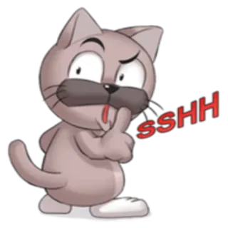 🗣 sshh 猫, シーッ, 静か, 動物, 漫画 telegram sticker