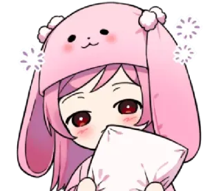 💞 Аниме, Девушка, Мило, Розовый, Кролик, Каваии telegram sticker
