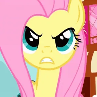 😡 Fluttershy My Little Pony kuda poni, kartun, marah, kuning, persahabatan telegram sticker