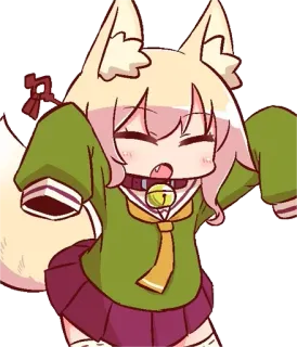 😮 Anime, Fille renard, Mignon, Kawaii, Personnage, Sticker telegram sticker