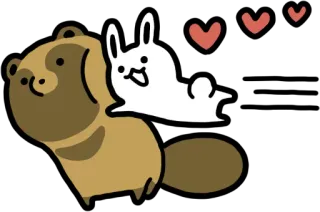 😍 漫画, 動物, クマ, ウサギ, ハート, 可愛い, フレンドリー telegram sticker