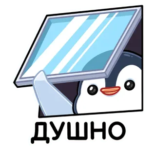 🥵 ДУШНО Pinguin, Fenster, Cartoon, Tier, Aufkleber telegram sticker