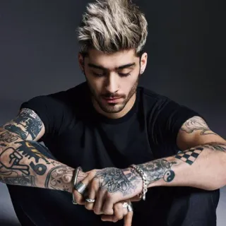 😔 Zayn Malik ゼイン・マリク, 歌手, セレブ, タトゥー, ポートレート, 男性 telegram sticker