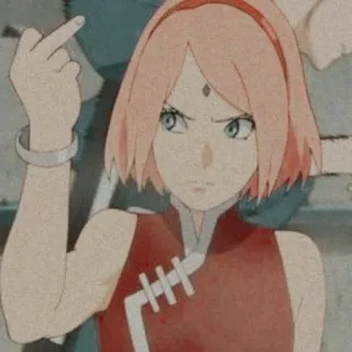 🖕 Sakura Naruto anime, sakura, middle finger, cartoon, angry telegram sticker