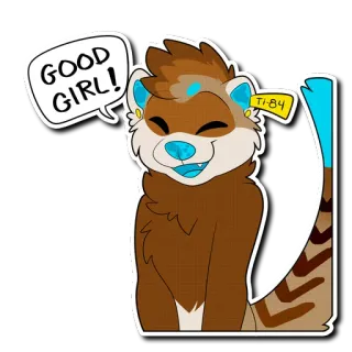 😊 GOOD GIRL! животное, милый, хорёк, наклейка, мультфильм telegram sticker