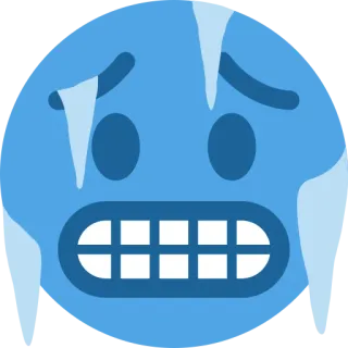 🥶 emoji, cold, freezing, icicles, shivering, blue telegram sticker