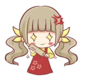 😏 brava, desenho animado, menina, rolo de massa, olhos brilhantes telegram sticker