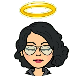 😇 Bitmoji, Dibujos animados, Halo, Angelical, Mujer, Gafas telegram sticker