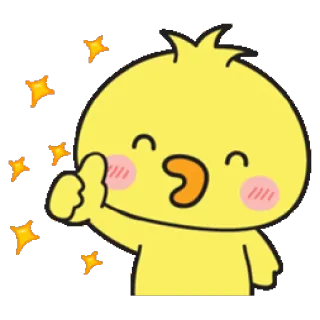 👍 милый, мультяшный, животное, птица, желтый, наклейка whatsapp sticker