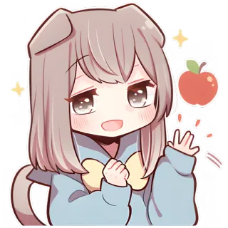 🖐 动漫, 女孩, 狗耳朵, 可爱, 卡哇伊, 贴纸 whatsapp sticker