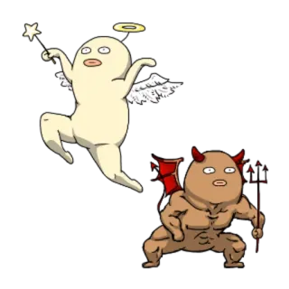 👼 천사, 악마, 만화, 캐릭터, 유머, 웃긴 telegram sticker