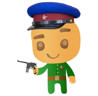👮 Cartone animato, Pistola, Militare, Sovietico, Ufficiale, Uniforme, Arma, Violenza telegram sticker