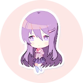 💜 Chibi, Anime, Sticker, Dễ thương, Tóc tím telegram sticker