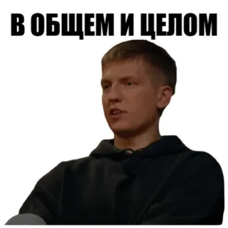🤏 В ОБЩЕМ И ЦЕЛОМ phrase, russian, sticker, meme whatsapp sticker
