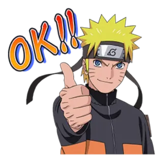 🆗 Naruto Uzumaki Naruto OK!! Аниме, Мультфильм, Окей, Ок, Большой палец вверх, Одобрение, Наруто telegram sticker