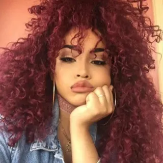 😒 woman, curly hair, portrait, beauty, female, young adult telegram sticker