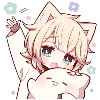 👋 anime, cat, cute, boy, chibi, kawaii, sticker telegram sticker