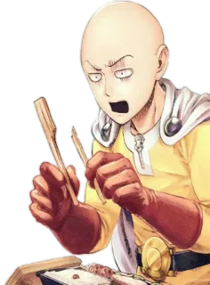 😩 Saitama One-Punch Man Аниме, Ванпанчмен, Сайтама, в шоке, смешной whatsapp sticker