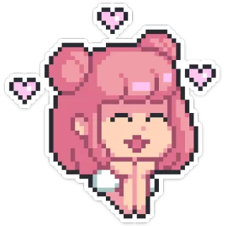 🥰 pixel art, carino, rosa, cuori, cartone animato, personaggio, kawaii telegram sticker