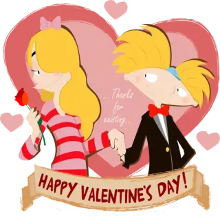 😍 ...Thanks for existing... HAPPY VALENTINE'S DAY! День святого Валентина, любовь, романтика, мультфильм, сердце, дружба telegram sticker