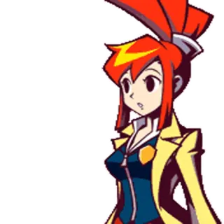 ‼ anime, female character, red hair, uniform, officer telegram sticker