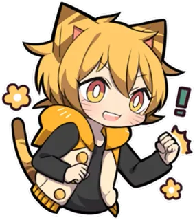 ✊ 애니메이션, 고양이, 치비, 귀여운, 만화, 쾌활한, 팬아트 telegram sticker