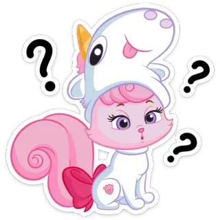 ❓ chat, licorne, points d'interrogation, mignon, dessin animé, autocollant, animal, fantaisie telegram sticker