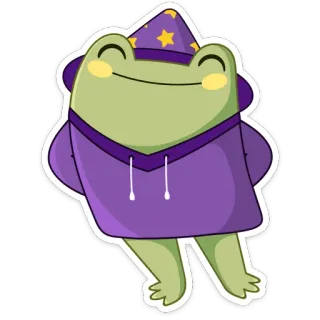 ☺️ rana, mago, magia, carino, cartone animato, animale, fantasy, felpa con cappuccio telegram sticker