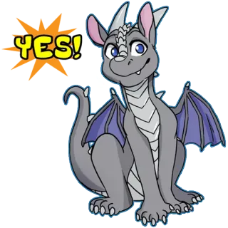 😄 YES! 龙, 卡通, 积极, 肯定, 是, 可爱 whatsapp sticker