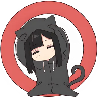 ✅ アニメ, 猫, パーカー, 可愛い, 女の子, 漫画 whatsapp sticker