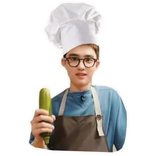 👨‍🍳 chef, cocina, comida, persona, sombrero, pepino whatsapp sticker