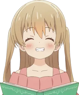 😁 Anime, Dziewczyna, Czytanie, Szczęśliwy, Kawaii whatsapp sticker