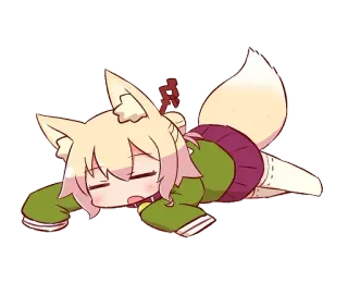 😪 尻 Anime, Chibi, Renard, Couché, Sommeil telegram sticker