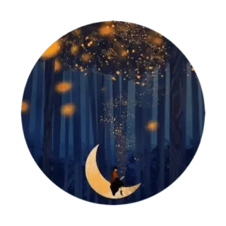 🌙 달, 밤, 숲, 별, 실루엣 telegram sticker