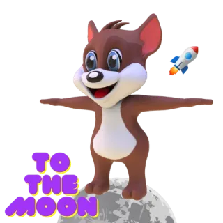 🌗 TO THE MOON kreskówka, zwierzę, rakieta, księżyc, podróż telegram sticker