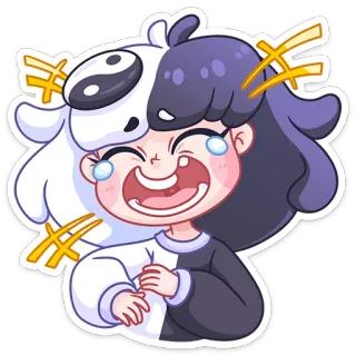 😂 Cartone animato, Sticker, Anime, Carino, Espressione, Ragazza, Risata telegram sticker