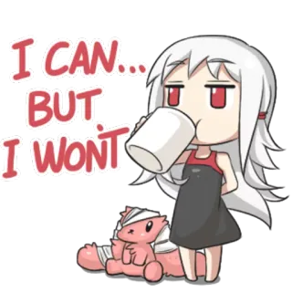 ☕ I CAN... BUT I WONT cartoon, drinking, anime, attitude, sarcasm telegram sticker