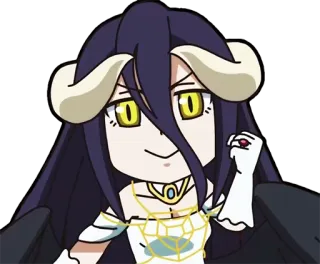 😏 Albedo Overlord anime, fantasy, demon, chibi, overlord, albedo telegram sticker
