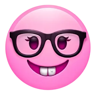 🤓 biểu tượng cảm xúc, mặt, kính, nụ cười, răng whatsapp sticker