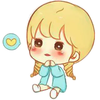 💙 Мультфильм, Девушка, Сердце, Милый, Каваий, Наклейка telegram sticker
